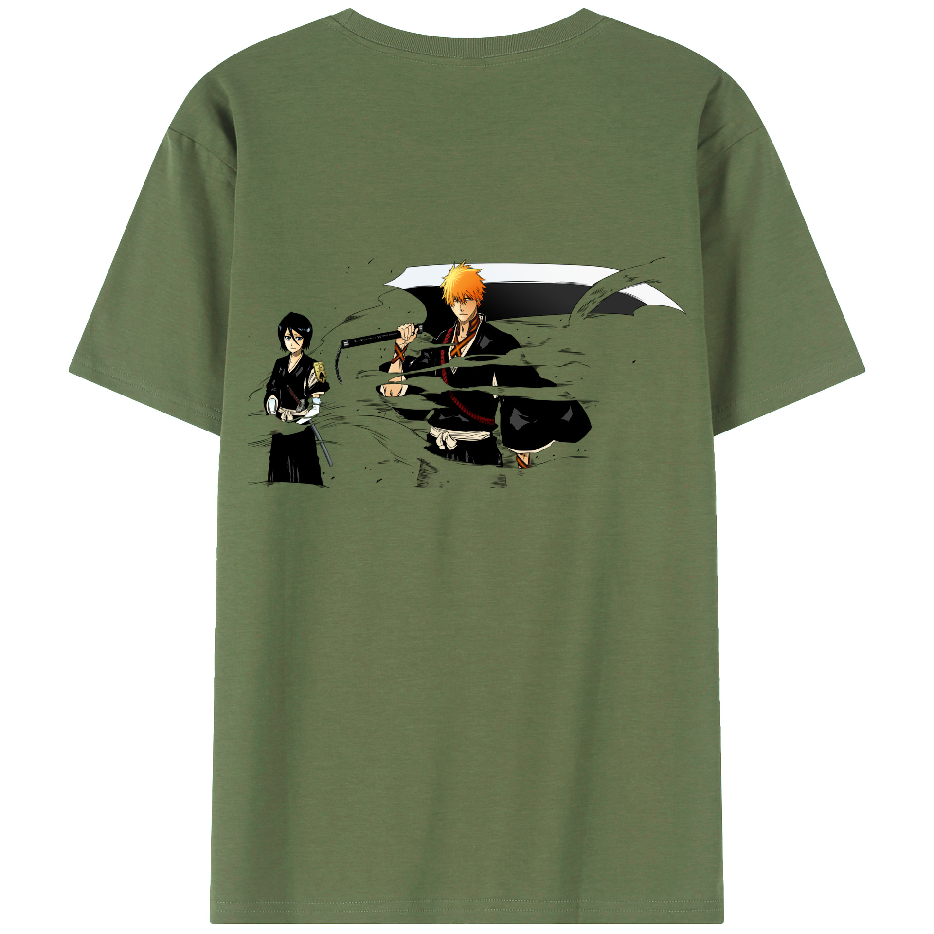 （画像用） ブリーチ 黒崎一護（くろさき いちご）BLEACH Kurosaki Ichigo 綿100％ メンズ半袖Tシャツ（バックプリント） 通気性